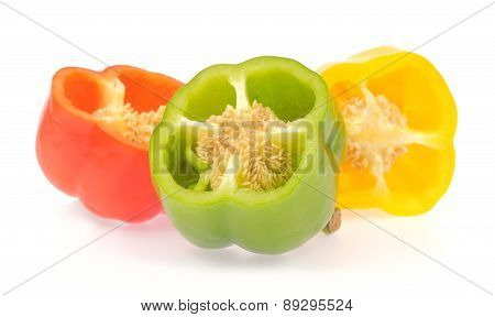 Slice Bell Pepper Isolated On White Background