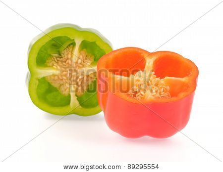 Slice Bell Pepper Isolated On White Background