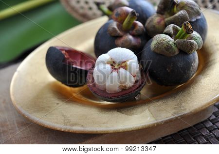 Mangosteen Fruit On Plate