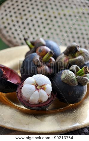 Ripe Mangosteen On Plate