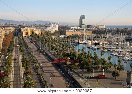 View Of Port Vell  In Barcelona, Spain