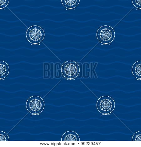 Seamless Pattern With Compass Rose