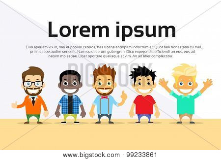 Cartoon Man People Group Set Smile Person Character