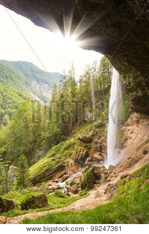 Pericnik waterfall in Triglav National Park, Julian Alps, Slovenia.