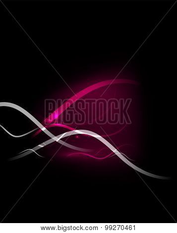 Pink wave elements in dark space with copy space. Vector illustration. Abstract background