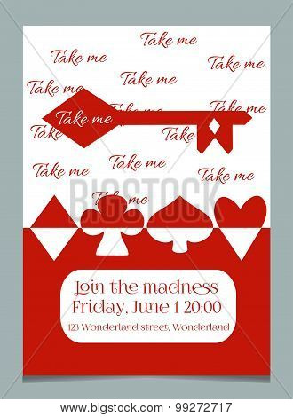 Invitation card Take me key from Wonderland.