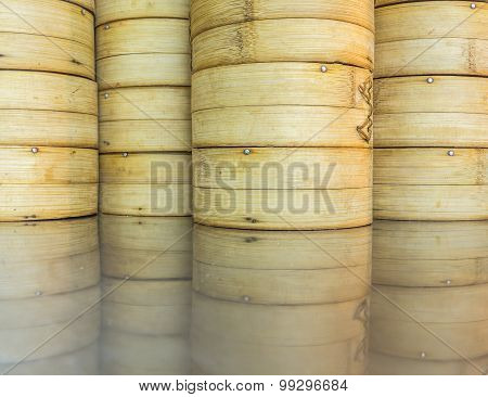Dim sum bamboo baskets