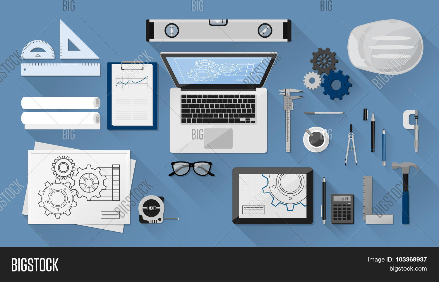 Engineer's Desk Vector & Photo (Free Trial) | Bigstock