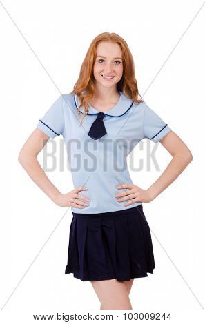 Schoolgirl isolated on the white