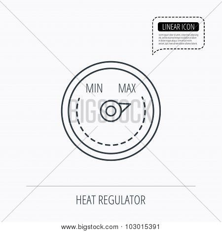 Heat regulator icon. Radiator thermometer sign.