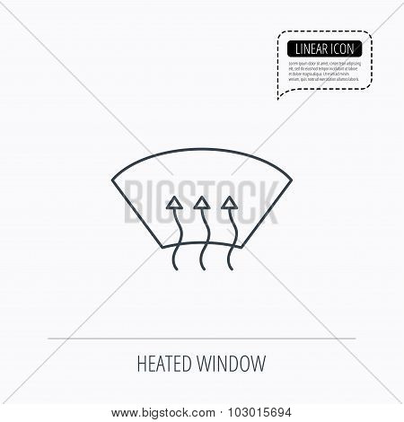 Heated window icon. Windshield arrows sign.