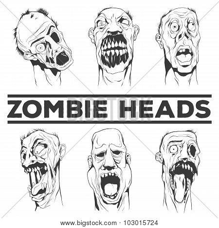 Zombie Heads Vector Illustrations