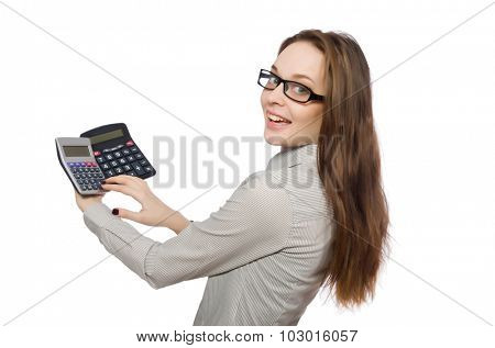 Woman in business concept isolated on white