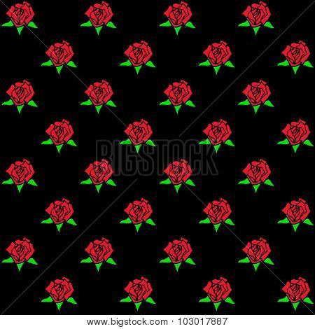 Seamless pattern with red roses