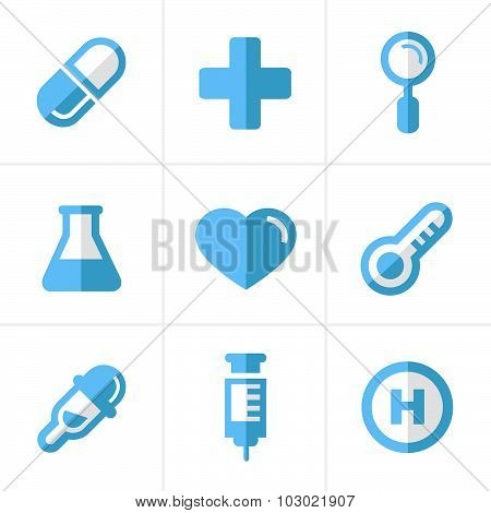 Flat Icon Medical Icons Set, Vector Design