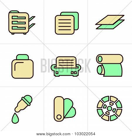 Icons Style Icons Style  Print Icons Set Elegant Series