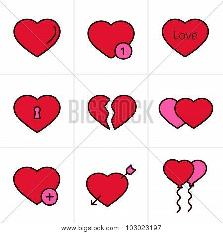Icons Style Hearts  Icons Set, Vector Design