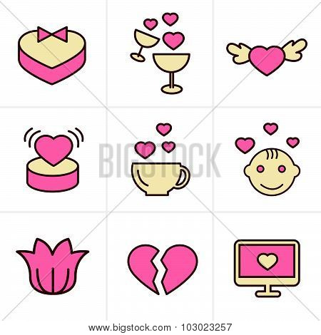 Icons Style Love  Icons Set, Vector Design