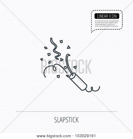 Shooting slapstick icon. Celebration sign.