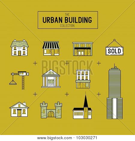 Urban Building Vector Icon Set