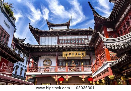 Old Shanghai Houses Red Roofs Yuyuan China