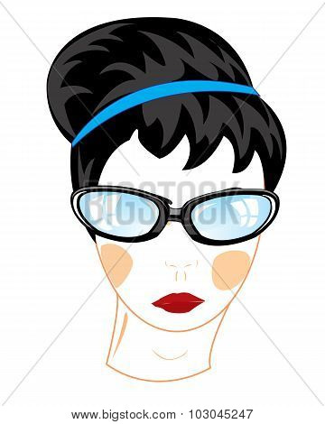 Person of the girl bespectacled