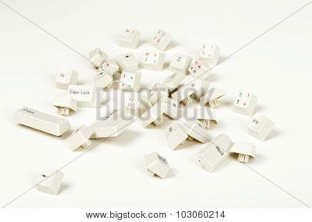 Scattered Keyboard Keys On White