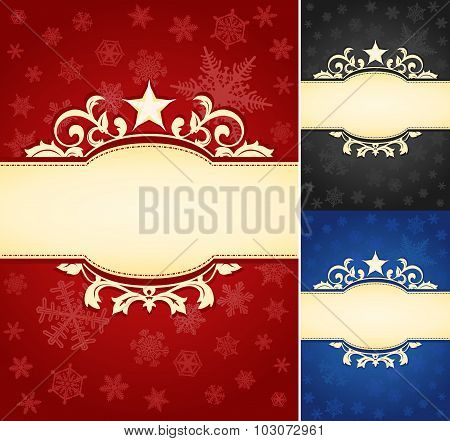 Set of Ornate Christmas Banner Background