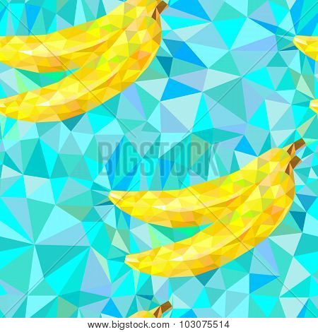 seamless pattern with bananas triangles on a blue background