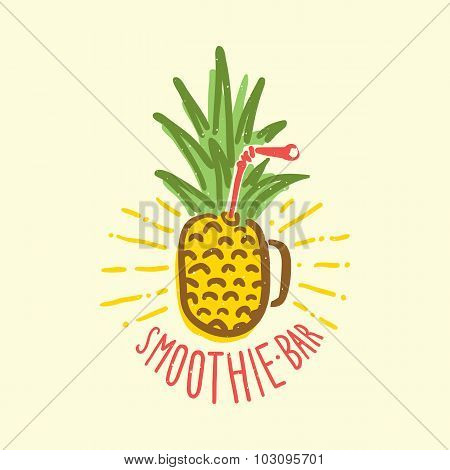 Smoothie bar pineapple cup vector
