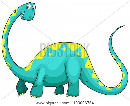 Green dinosaur with long neck illustration