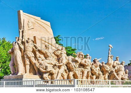 Commemorating Statues Of Workers In Struggle In The Revolution Of China Located Near  Mausoleum Of M