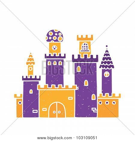 Cartoon castle isolated vector purple