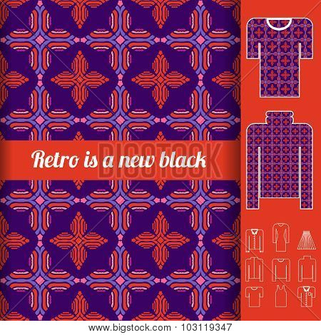 Retro Seamless Pattern With Examples Of Usage.
