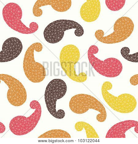 Paisley made of triangles. Seamless pattern.
