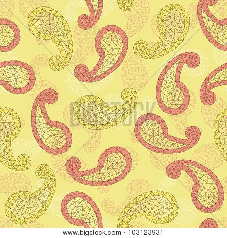Geometric paisley backdrop. Seamless pattern.