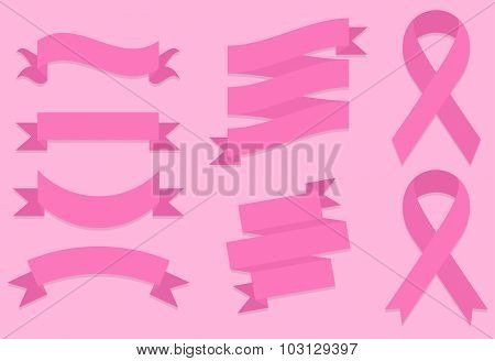Flat pink ribbons