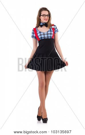 Schoolgirl isolated on the white