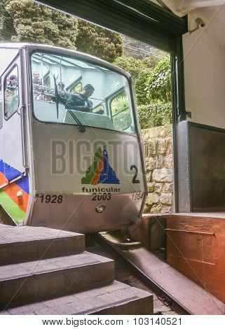 Funicular Arriving At Monserrate Hill In Bogota Colombia
