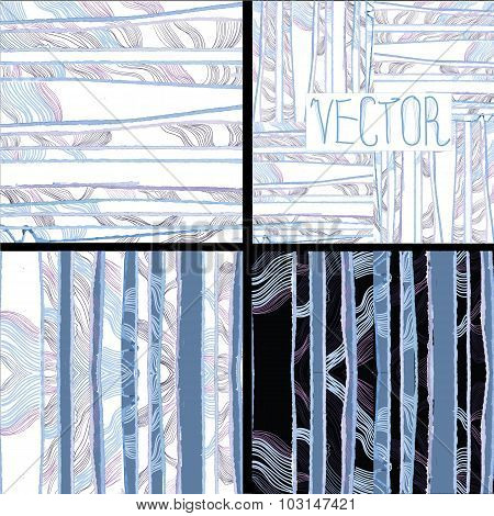 Set of 4 Seamless wavy line stripes