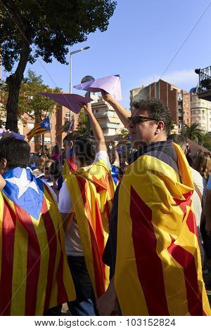 Like A Superheros At National Day Of Catalonia