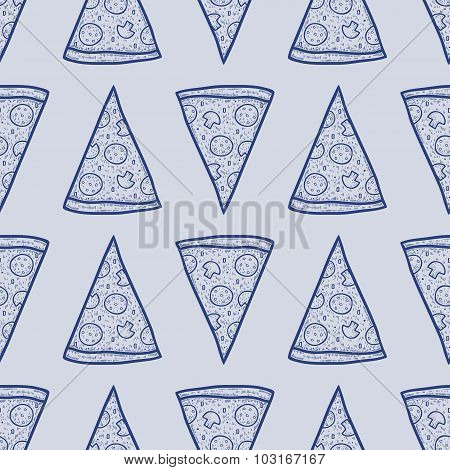 Vector Seamless Pattern With Slices Of Pizza