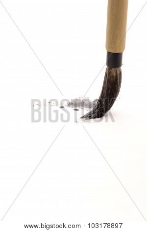 Chinese brushes draw on white papers