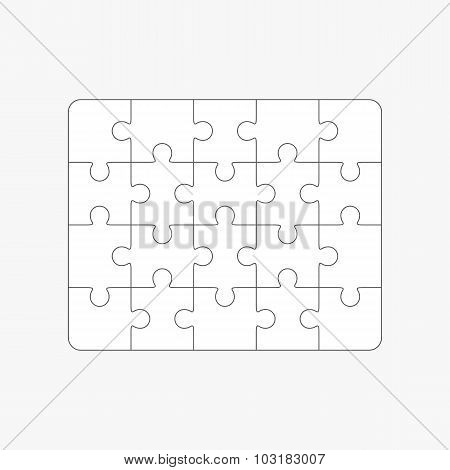 Jigsaw Puzzle Blank Template 4X5, Twenty Pieces