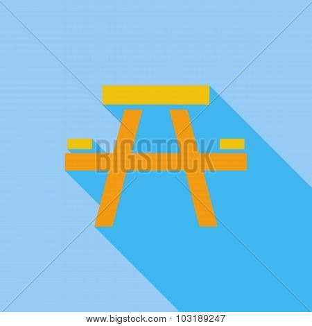 Camping table icon. Flat vector related icon with long shadow for web and mobile applications. It can be used as - logo, icon, infographic element. Vector Illustration.
