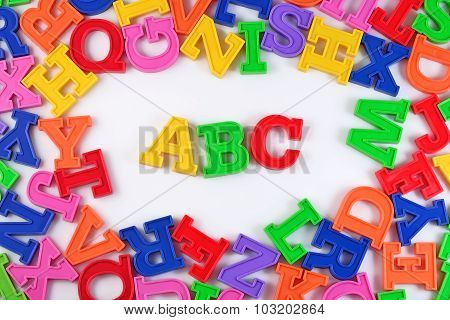Plastic Colored Alphabet Letters Abc On A White