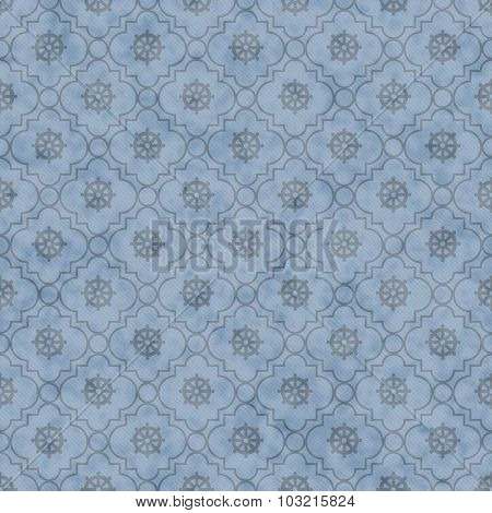 Pale Blue Wheel Of Dharma Symbol Tile Pattern Repeat Background