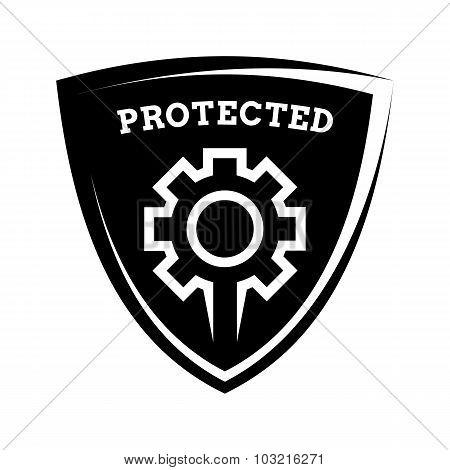 Shield Icon - Settings Protected, Black And White Template