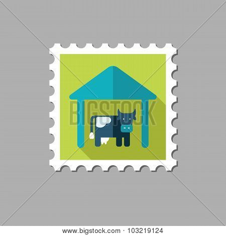 Cowshed flat stamp with long shadow