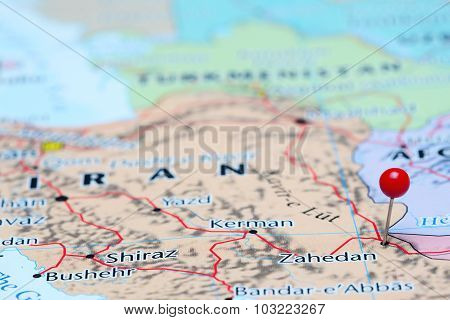 Zahedan pinned on a map of Asia